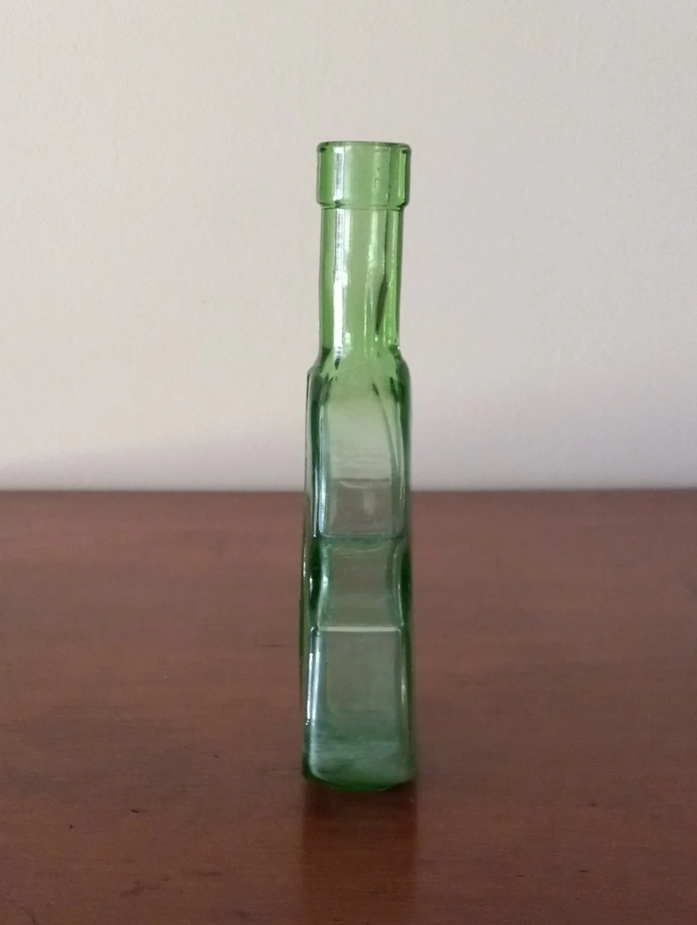 Vintage Green Glass Violin-Shaped Bottle